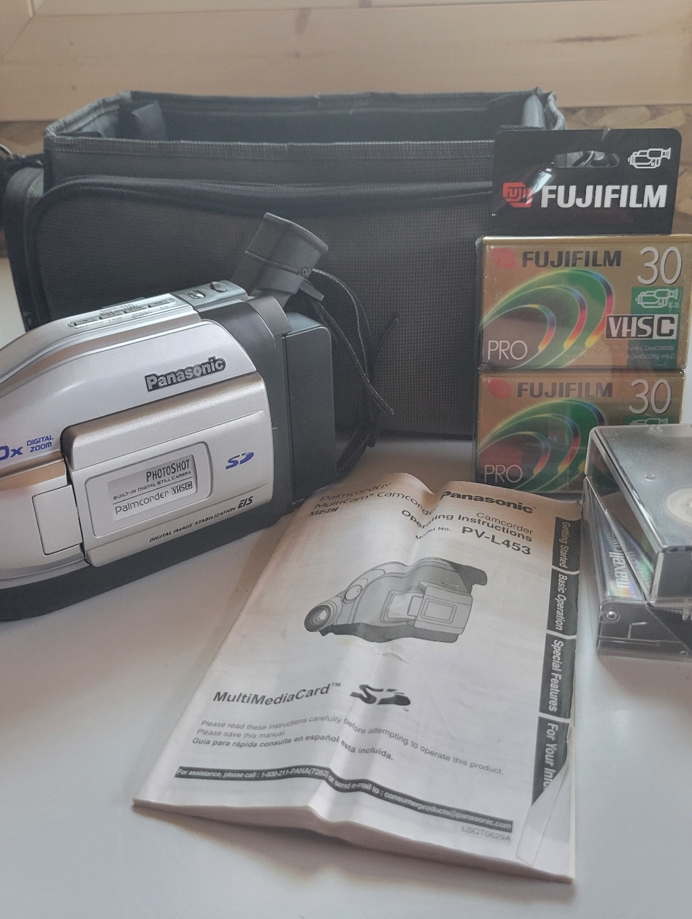 Panasonic Silver and Black Handheld Camcorder with Tapes and Case(DW)